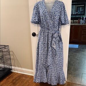 SHEIN Floral Blue Maxi Dress